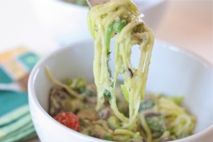 Raw Squash Noodles with Lemon-Basil Cashew Cream Sauce