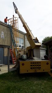 Wallaceburg Legion ladder installation. July 14th 2016. Photo by Morena McDonald