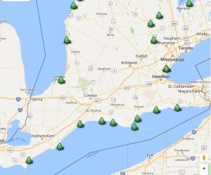 Park Locator map, courtesy of OntarioParks.com