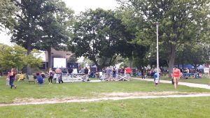 Fans begin to gather to view the Tragically Hip's final concert. Tecumseh Park, Chatham, August 20, 2016