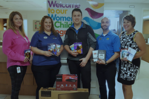 Pictured (left to right): Jill Cousins, Women & Childrens; Alica VanGaalen, Best Buy; Damian Anderson, General Manager Best Buy; Aaron Wareing, Assistant Manager Best Buy; Barb Noorenberghe, Development Officer Foundation of CKHA.