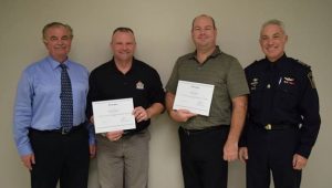 L-R: Lead Instructor Mr. Phil DeBruyne, Const. Marcel Demaiter, S/Sgt Mike Domony and Chief Gary Conn