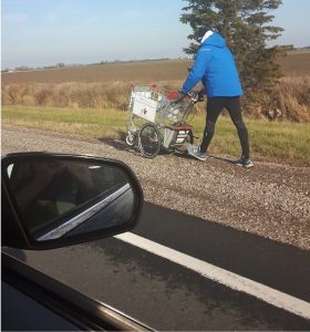 Joe Roberts walking towards Wallaceburg. Photo by Corey North. Nov 29th 2016.