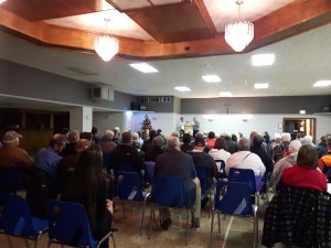 Packed house at Tilbury Bridge Meeting . Photo by Robyn Brady CKXS. Nov 25 2016.