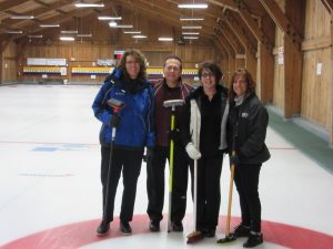 Pictured L-R: Cheryl Apers, Mike Decock, Jane Maneke, Michelle Decock; winning team the 6th Annual Charity Curling Classic”