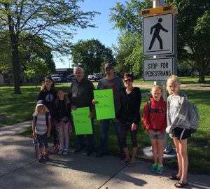 Students bid farewell to Dresden crossing guard Jim Cracknell. Photo courtesy of Jenelle Jackson-Finley.